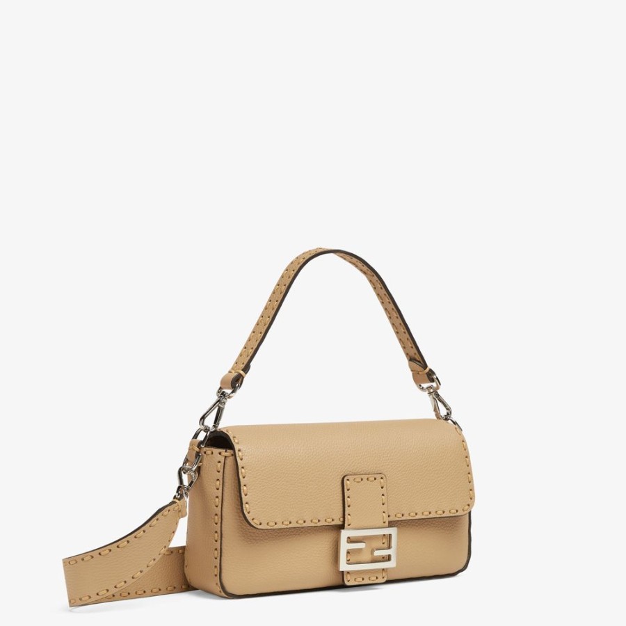 Damen Fendi Schulter- Und Crossbody-Taschen | Tasche Selleria In Beige Mit Makro-Nahten