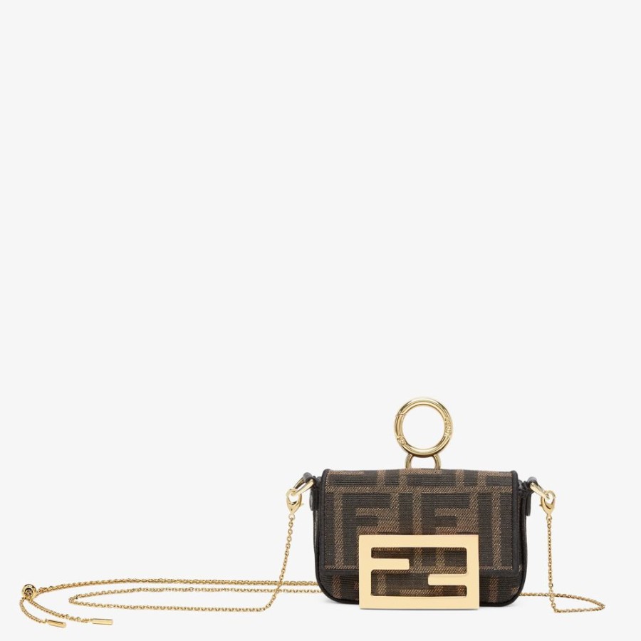 Damen Fendi Miniature Taschen | Anhanger Aus Stoff In Braun