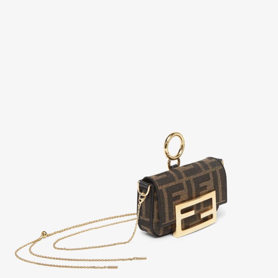 Damen Fendi Miniature Taschen | Anhanger Aus Stoff In Braun