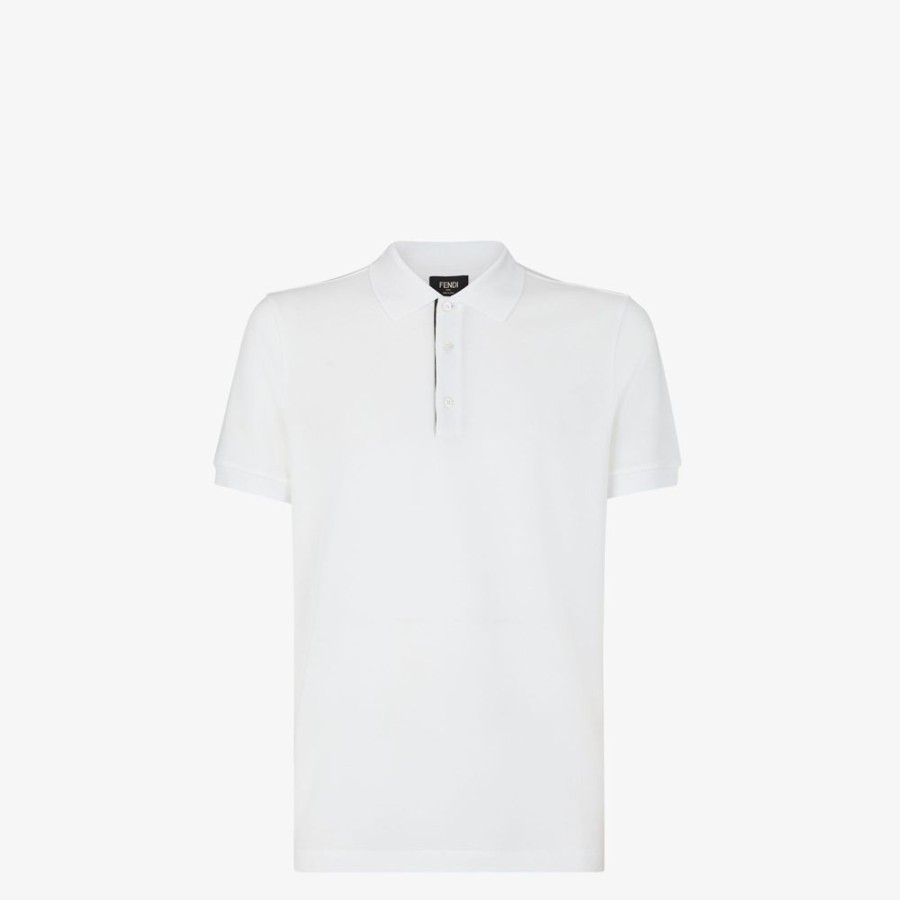 Herren Fendi T-Shirts Und Poloshirts | Poloshirt Aus Pikee In Weis