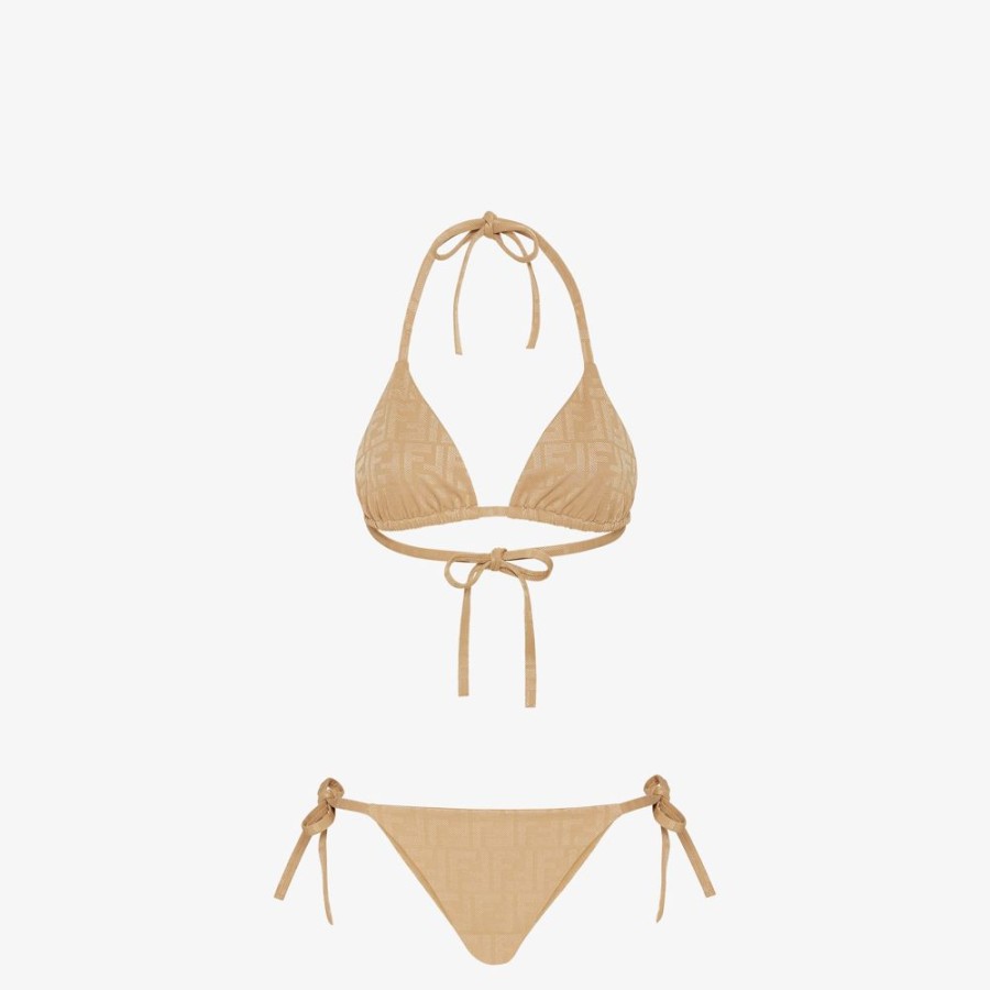 Damen Fendi Swimwear | Bikini Aus Lycra® In Beige