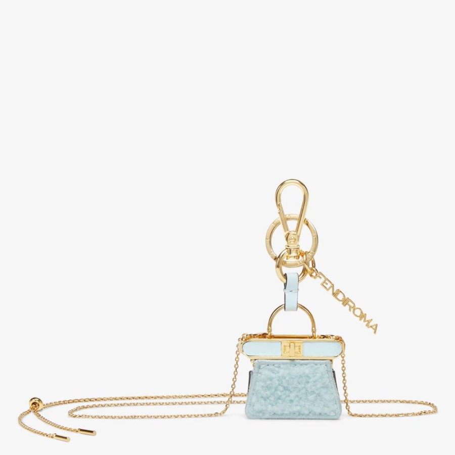 Damen Fendi Tech Und Lifestyle Accessoires | Schlusselanhanger Aus Schaffell In Hellblau