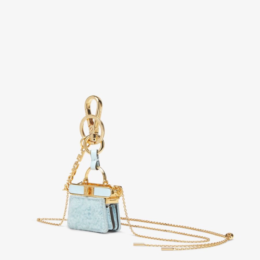 Damen Fendi Tech Und Lifestyle Accessoires | Schlusselanhanger Aus Schaffell In Hellblau