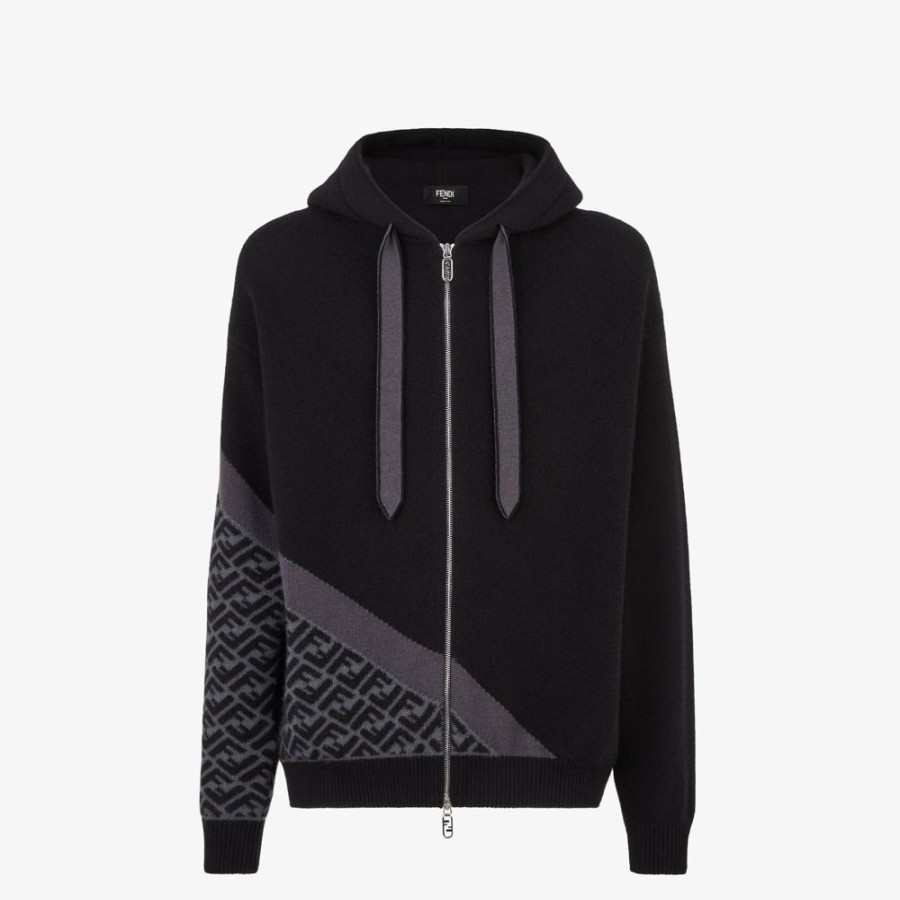 Herren Fendi Strickbekleidung | Sweatshirt Aus Kaschmir In Schwarz