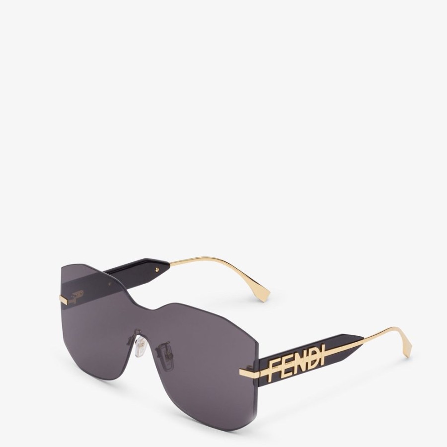 Damen Fendi Sonnenbrillen | Schwarze Sonnenbrille In Maskenform