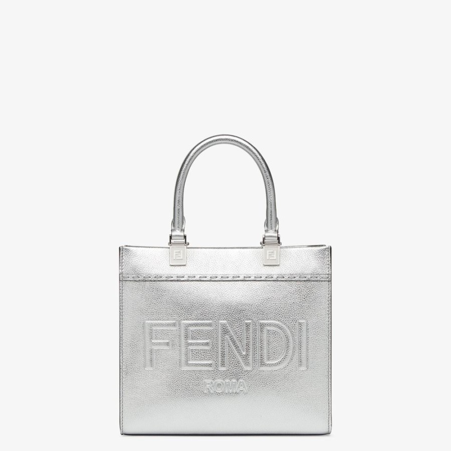 Damen Fendi Shopper-Taschen | Shopper Aus Leder In Der Farbe Silber