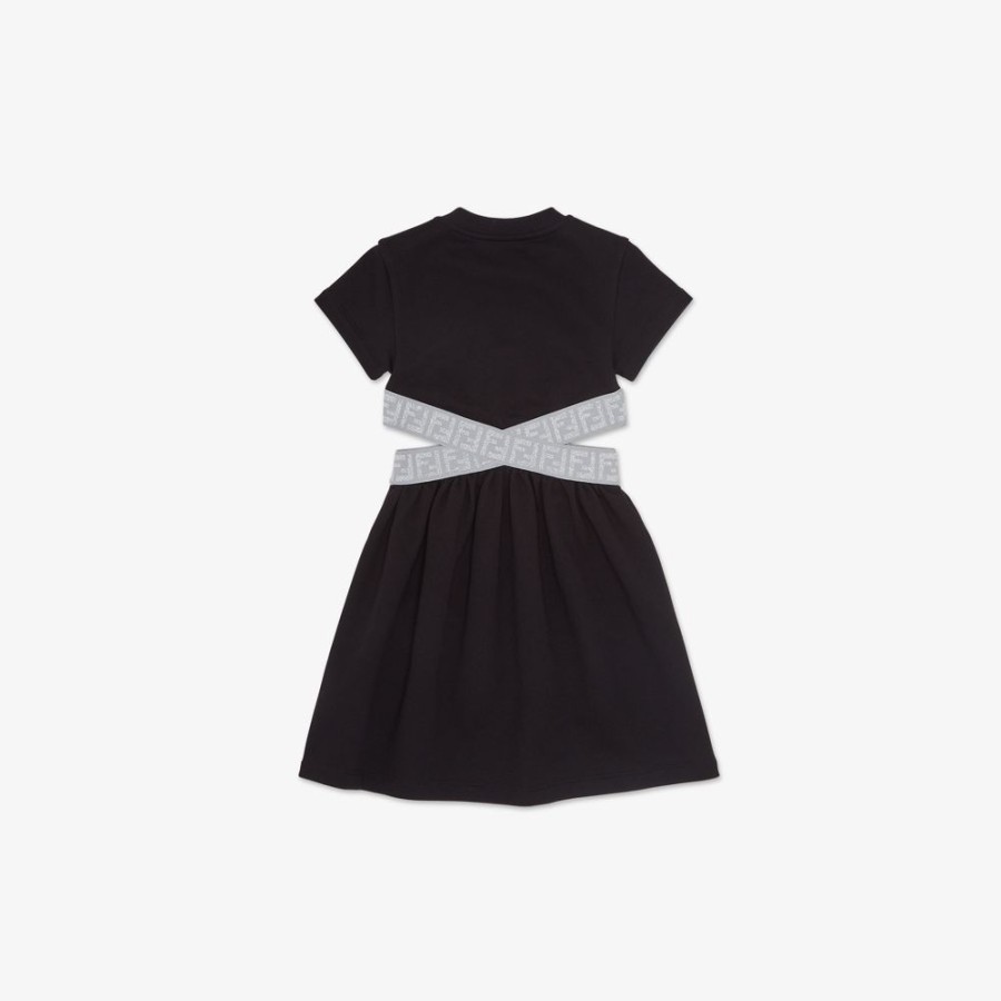 Kids Fendi Ready To Wear | Junior-Kleid Aus Sweatjersey In Schwarz