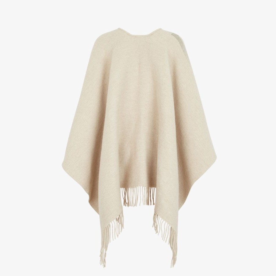 Damen Fendi Schals Und Ponchos | Poncho Aus Wolle Und Kaschmir In Beige