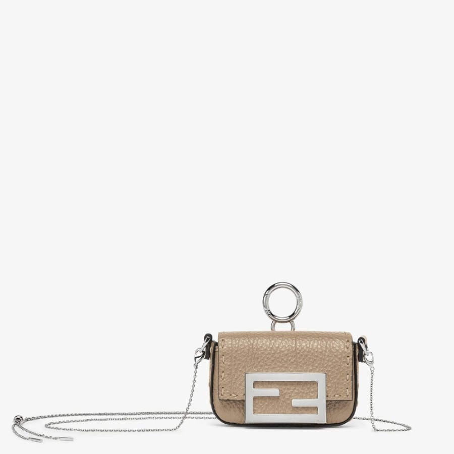 Damen Fendi Miniature Taschen | Anhanger Aus Leder In Beige