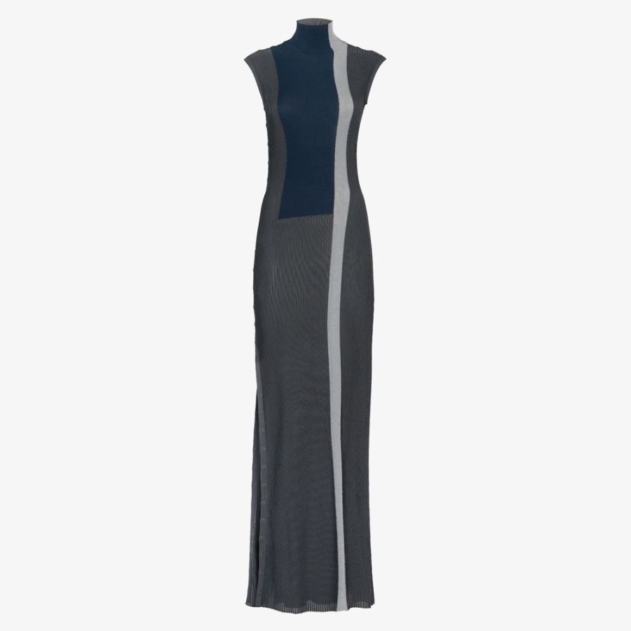 Damen Fendi Kleider Und Jumpsuits | Kleid Aus Seide Und Viskose In Grau