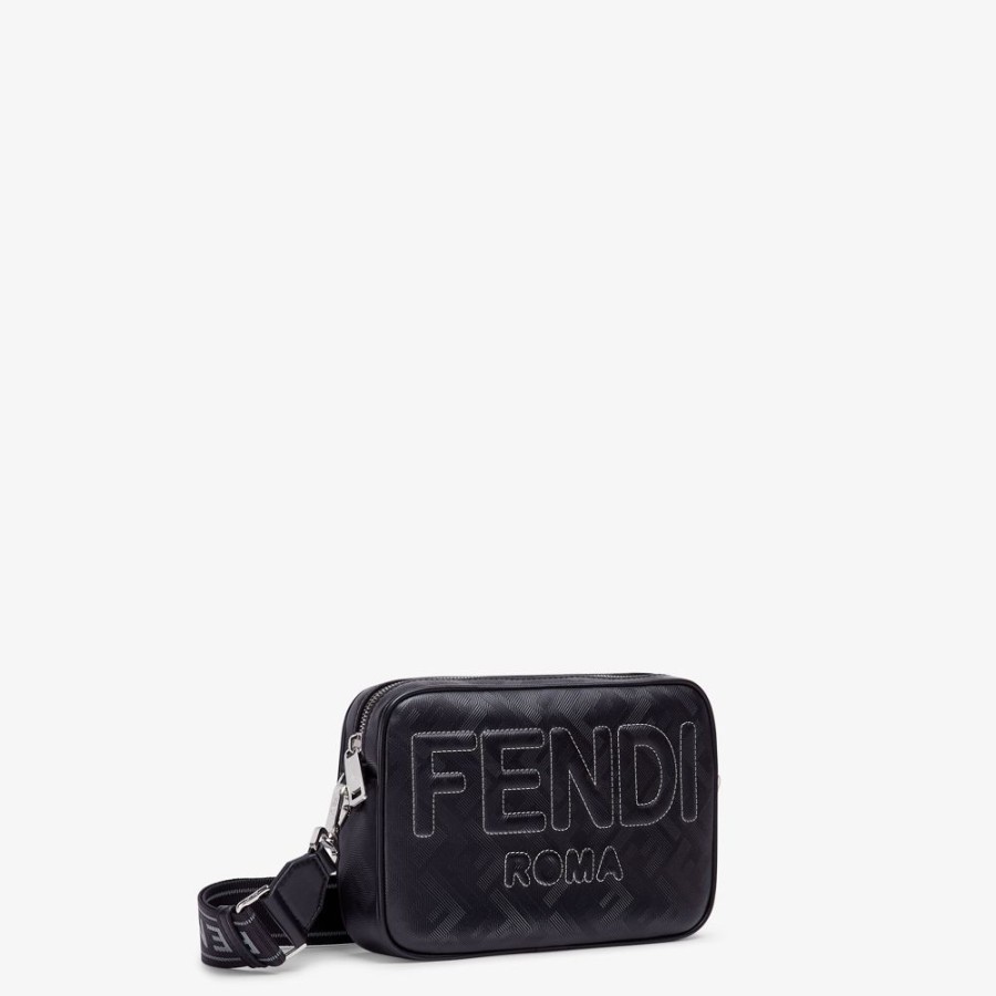 Herren Fendi Messenger Bags | Tasche Aus Leder In Schwarz Mit Ff-Print