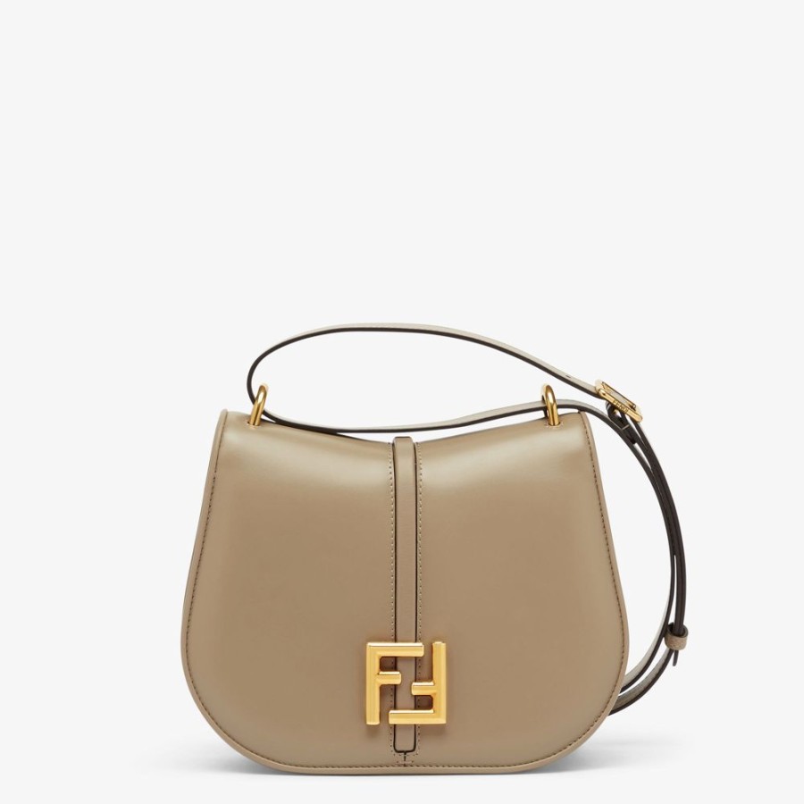 Damen Fendi Schulter- Und Crossbody-Taschen | Tasche Aus Glatt- Und Granatleder In Taubengrau