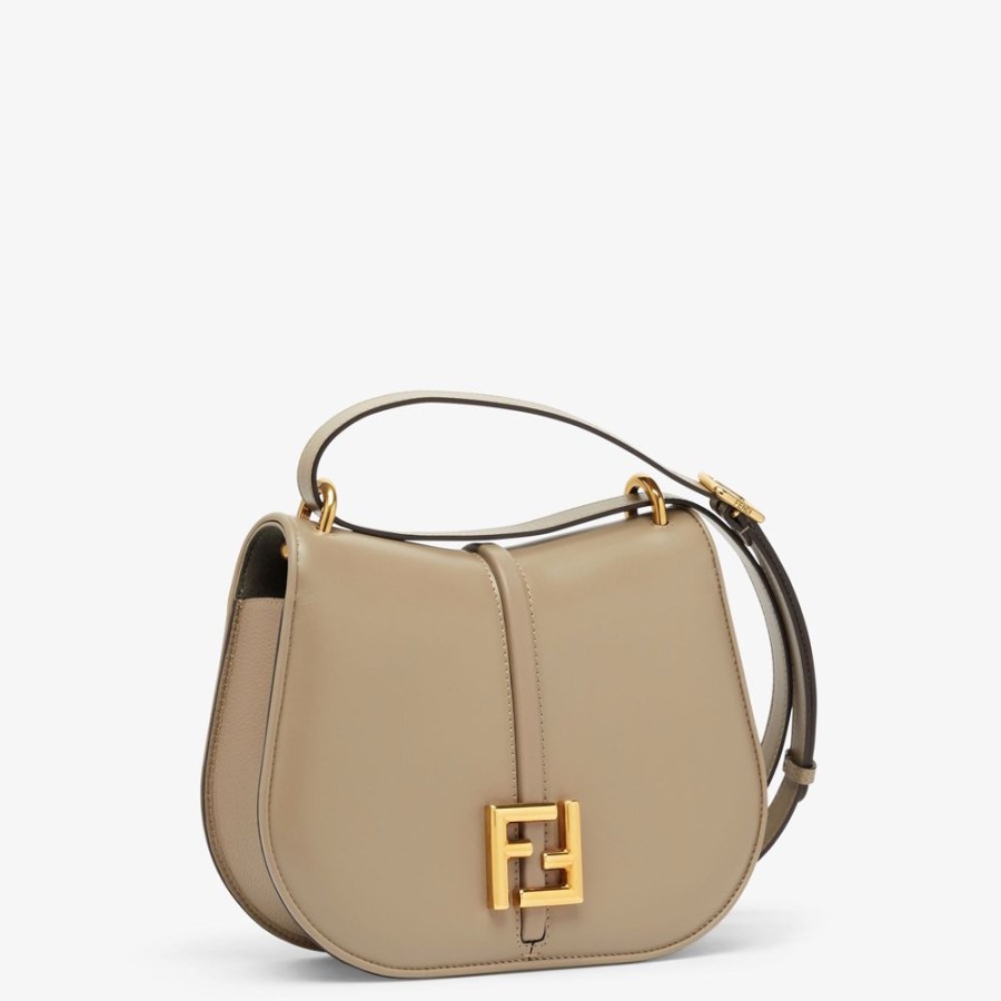 Damen Fendi Schulter- Und Crossbody-Taschen | Tasche Aus Glatt- Und Granatleder In Taubengrau