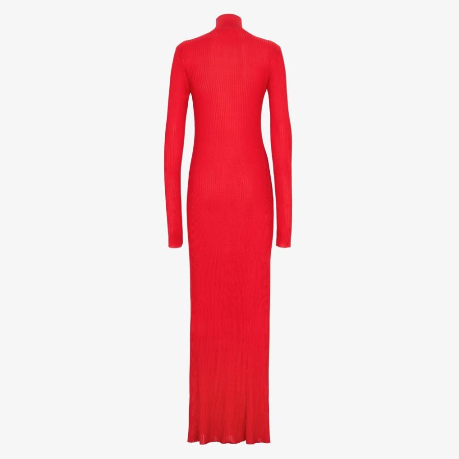 Damen Fendi Kleider Und Jumpsuits | Kleid Aus Seide Und Viskose In Rot