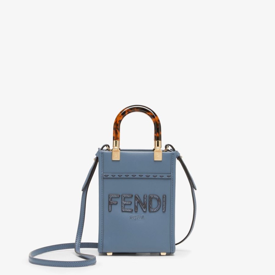 Damen Fendi Mini-Taschen | Minibag Aus Leder In Blau Und Elaphe