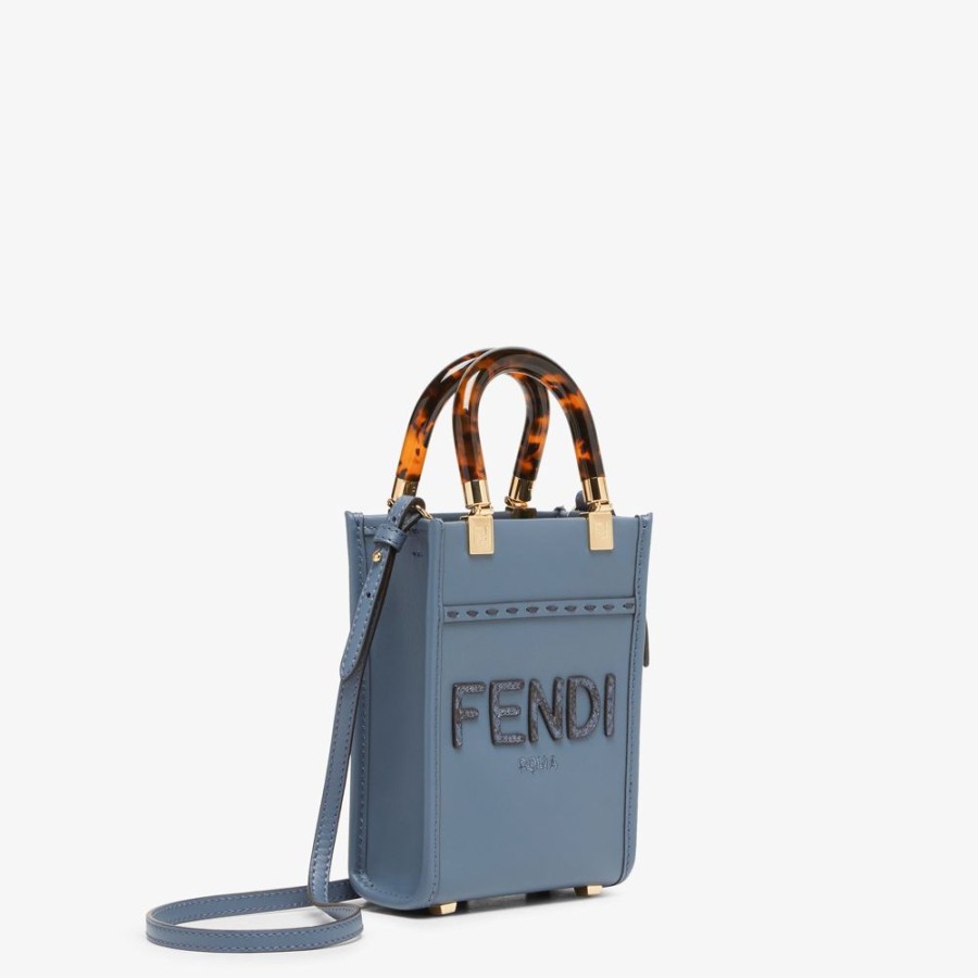 Damen Fendi Mini-Taschen | Minibag Aus Leder In Blau Und Elaphe