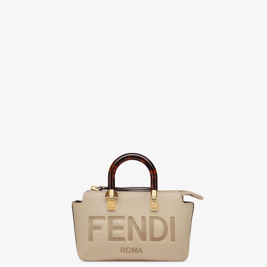 Damen Fendi Mini-Taschen | Kleine Boston Bag Aus Aus Taubengrauem Leder