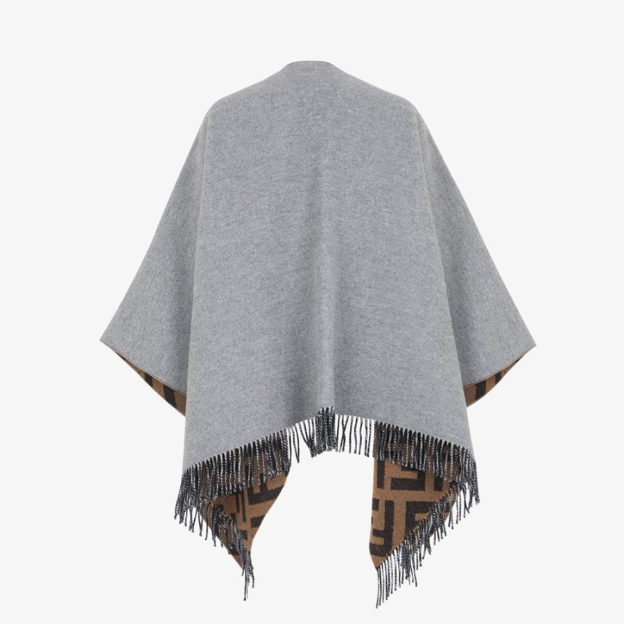 Damen Fendi Schals Und Ponchos | Poncho Aus Wolle Und Kaschmir In Grau