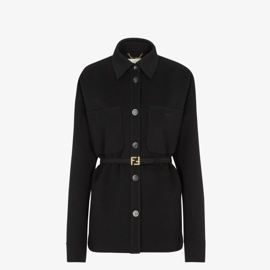 Damen Fendi Jacken | Go-To Jacket Aus Kaschmir In Schwarz