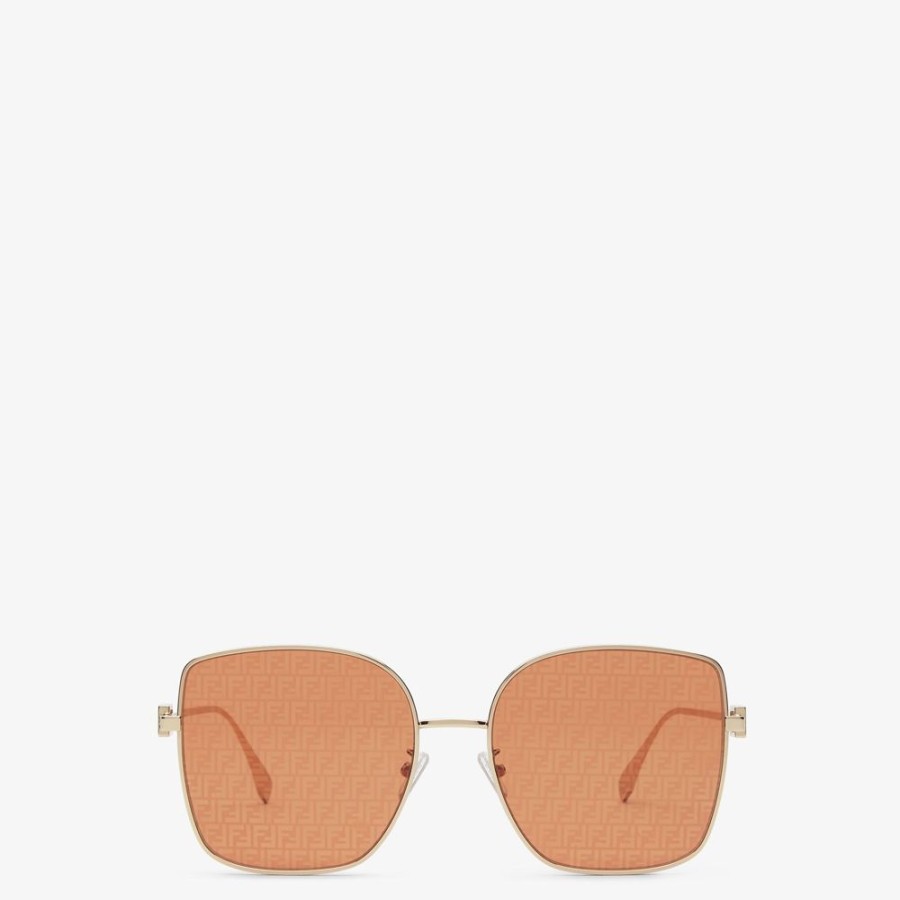 Damen Fendi Sonnenbrillen | Sonnenbrille Mit Orangefarbenen Glasern Und Winzigem Ff-Logo