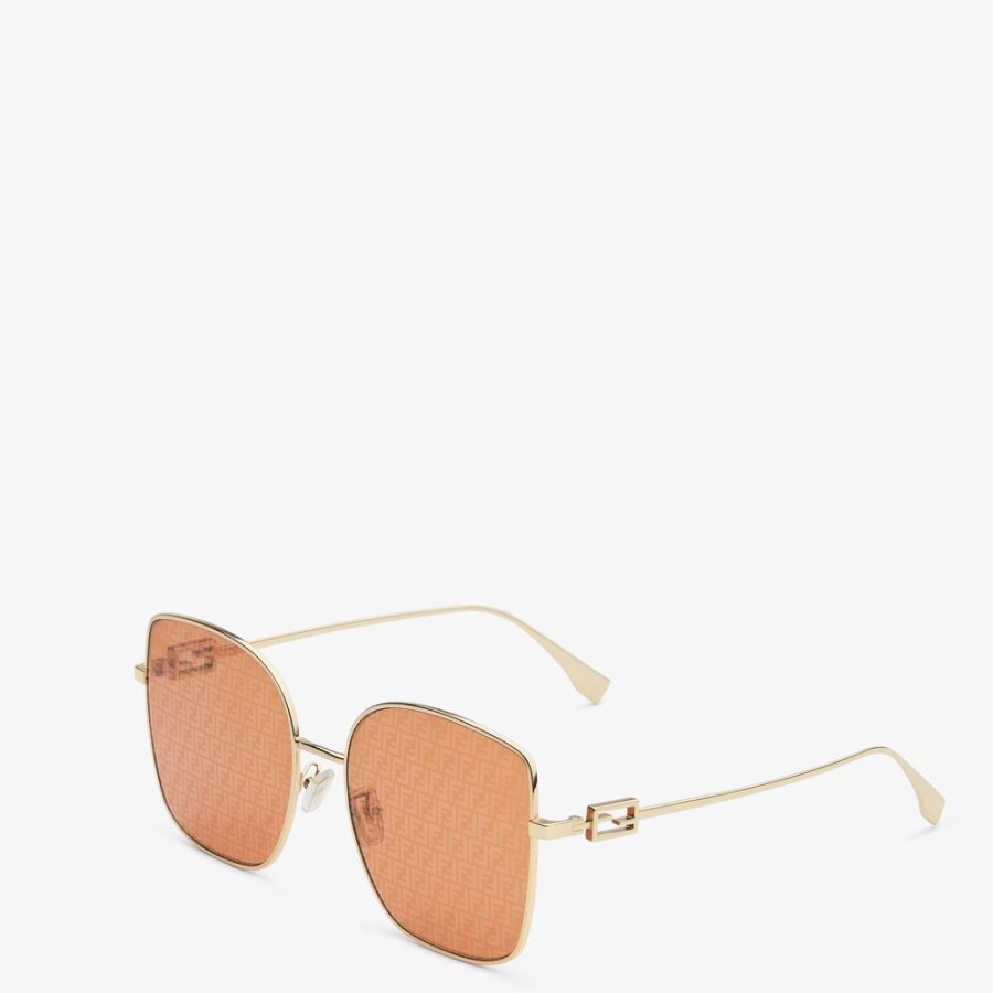 Damen Fendi Sonnenbrillen | Sonnenbrille Mit Orangefarbenen Glasern Und Winzigem Ff-Logo