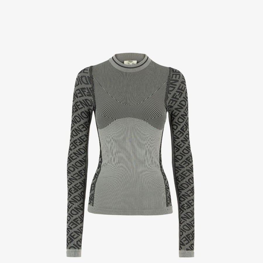 Damen Fendi Skiwear | Pullover Aus Funktionsgewebe In Grau