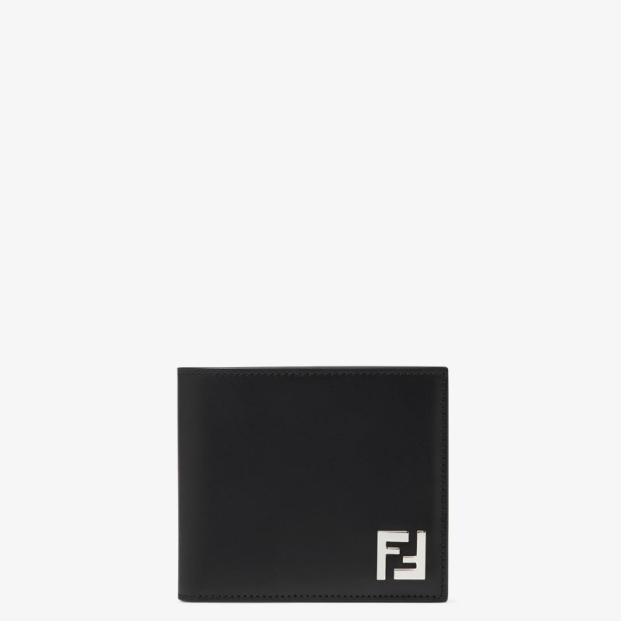 Herren Fendi Portemonnaies | Kompaktes Bifold-Portemonnaie Aus Leder In Schwarz