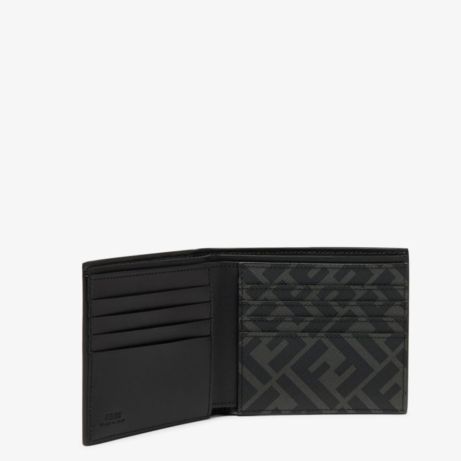 Herren Fendi Portemonnaies | Kompaktes Bifold-Portemonnaie Aus Leder In Schwarz