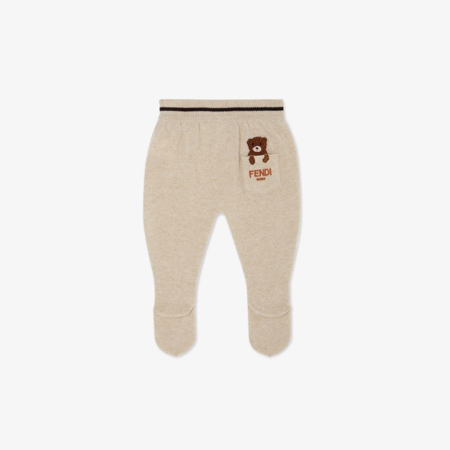 Kids Fendi Baby Junge | Baby-Hose Aus 100 % Kaschmir In Beige