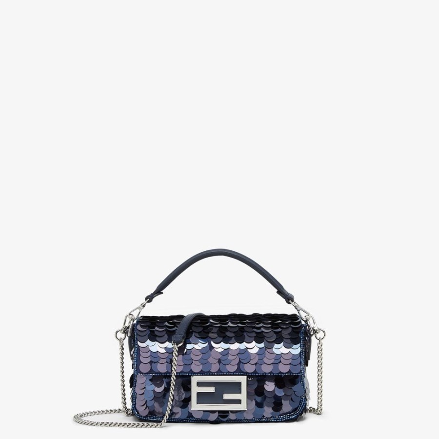 Damen Fendi Mini-Taschen | Tasche Mit Pailletten In Mittel- Bis Dunkelblau