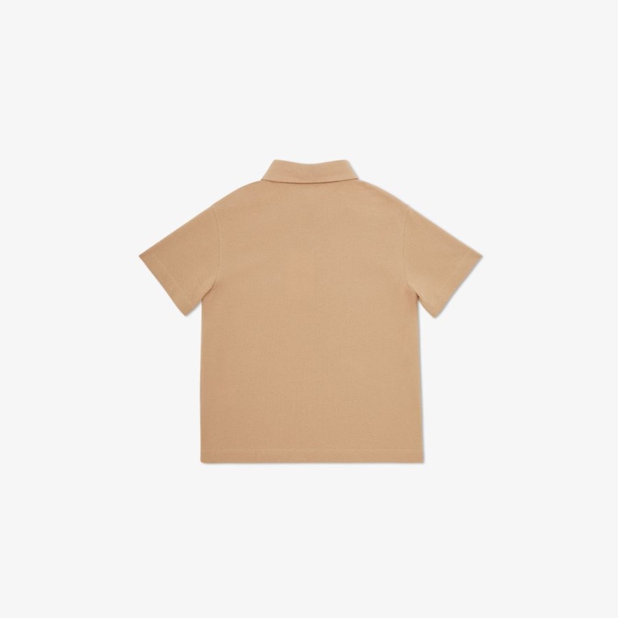 Kids Fendi Ready To Wear | Junior-Poloshirt Aus Pikee In Beige