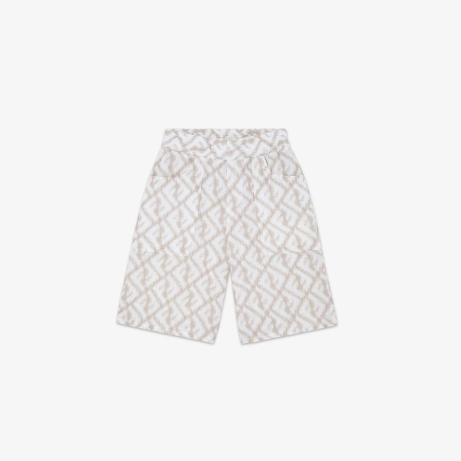 Kids Fendi Ready To Wear | Bermudashorts Aus Leinen Mit Allover-Logo