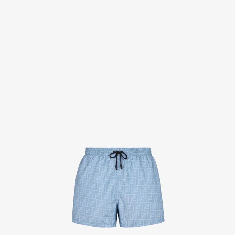 Herren Fendi Swimwear | Shorts Aus Nylon In Hellblau