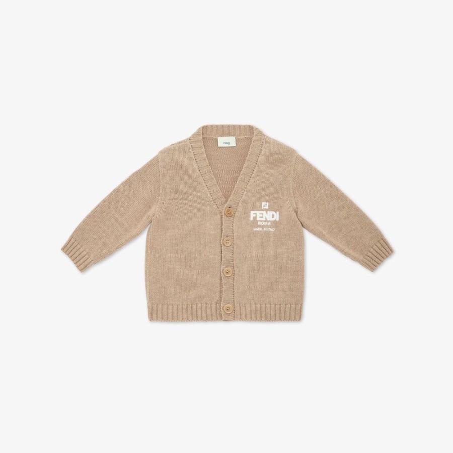 Kids Fendi Baby Junge | Fendi Roma Cardigan Aus Wollgemisch In Ecru