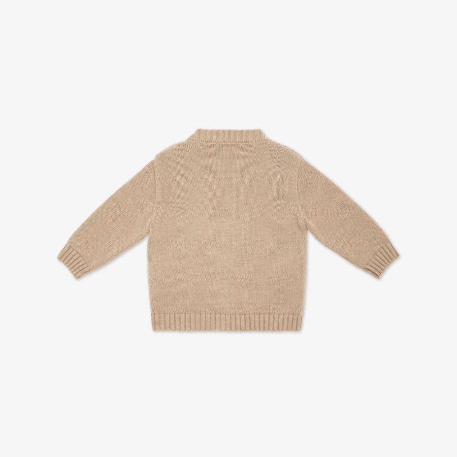 Kids Fendi Baby Junge | Fendi Roma Cardigan Aus Wollgemisch In Ecru