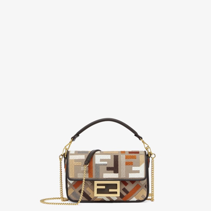 Damen Fendi Mini-Taschen | Tasche Aus Canvas Mit Ff-Stick, Mehrfarbig