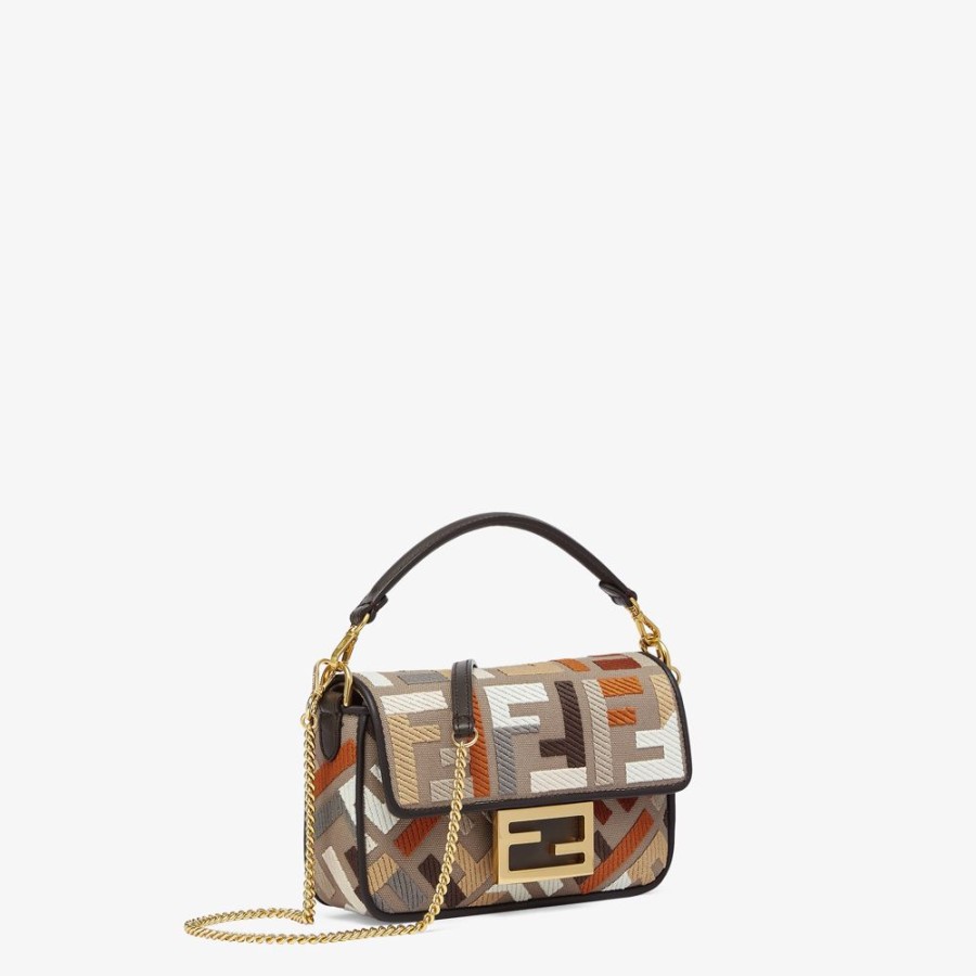 Damen Fendi Mini-Taschen | Tasche Aus Canvas Mit Ff-Stick, Mehrfarbig