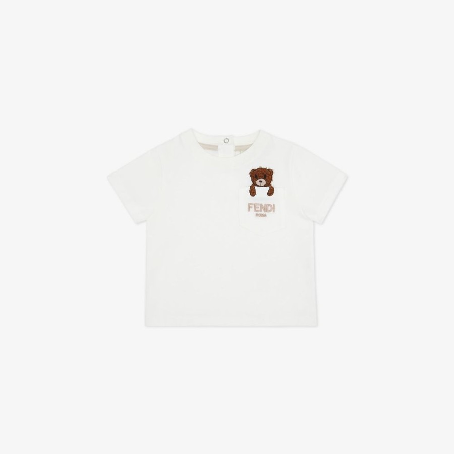 Kids Fendi Baby Junge | Baby-T-Shirt Aus Jersey In Weis