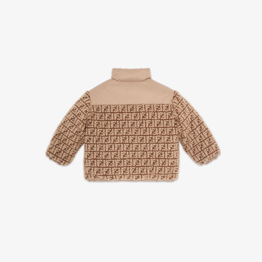 Kids Fendi Ready To Wear | Junior-Daunenjacke Aus Nylon Und Wolle Mit Logo