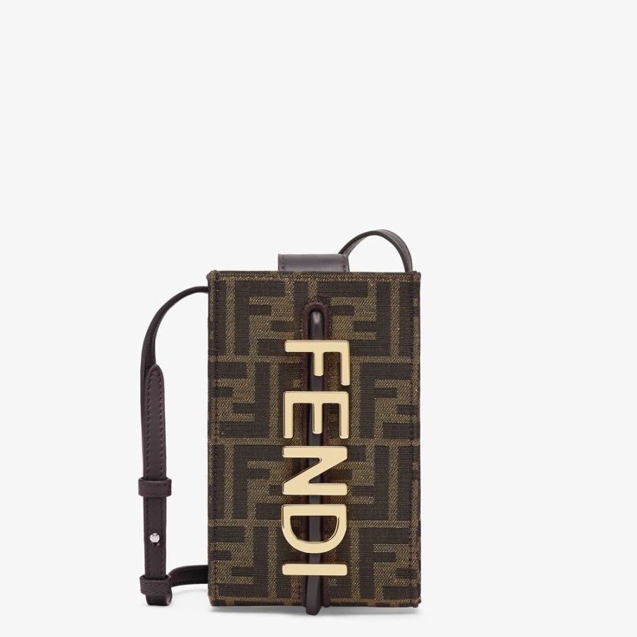 Damen Fendi Handyhullen | Pochette Aus Ff-Stoff In Braun