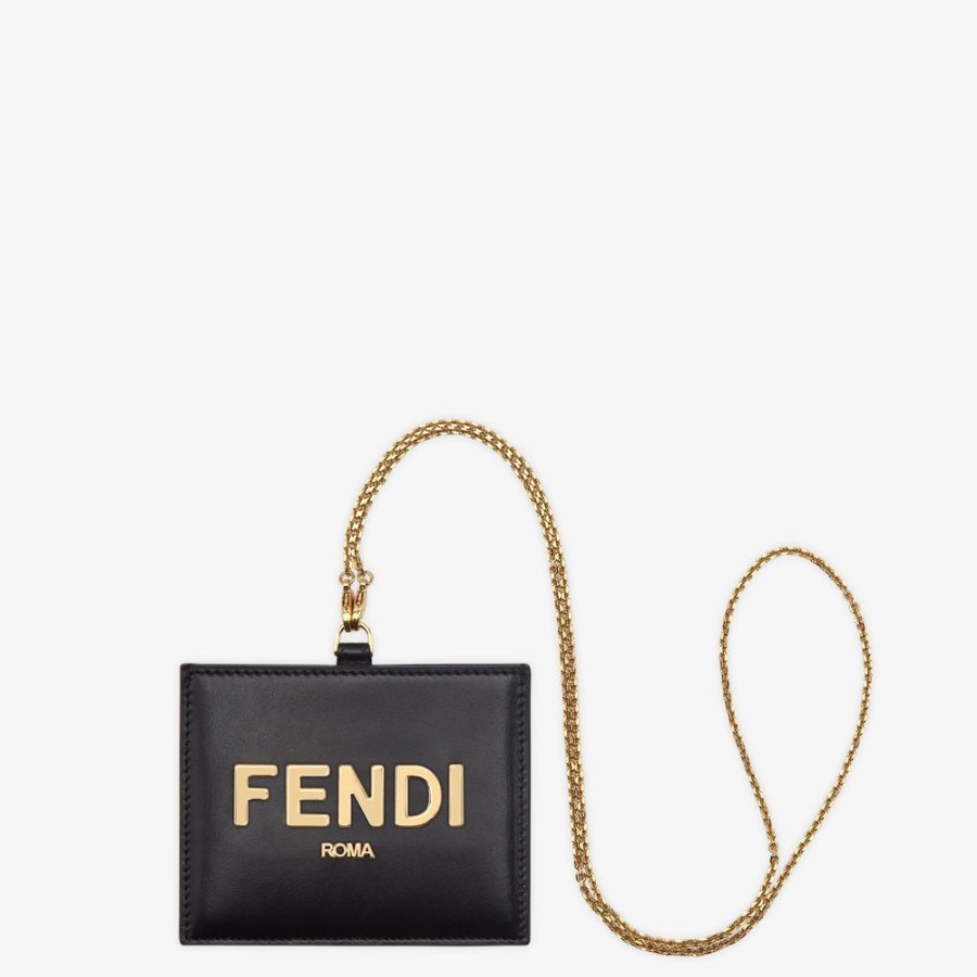 Damen Fendi Kartenetuis Und Kleine Accessoires | Namensschild Aus Leder In Schwarz