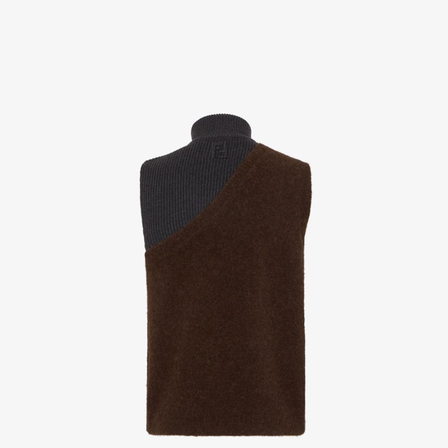 Herren Fendi Strickbekleidung | Weste Aus Alpaka Und Wolle, Mehrfarbig