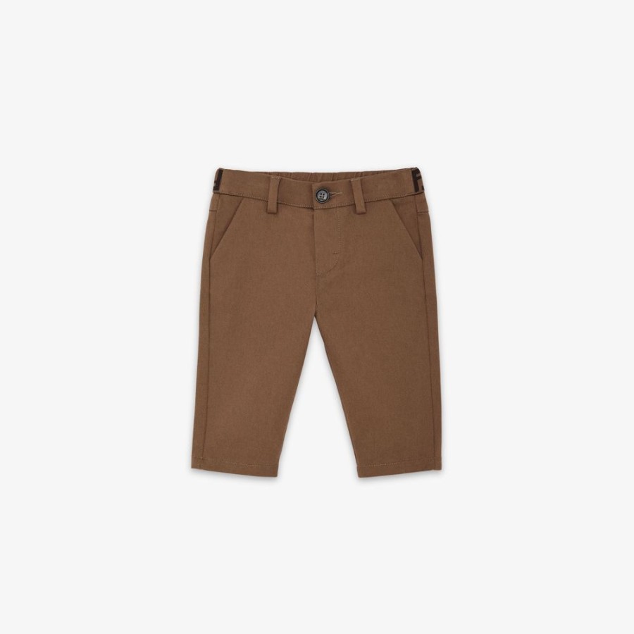 Kids Fendi Baby Junge | Babyhose Aus Gabardine In Braun