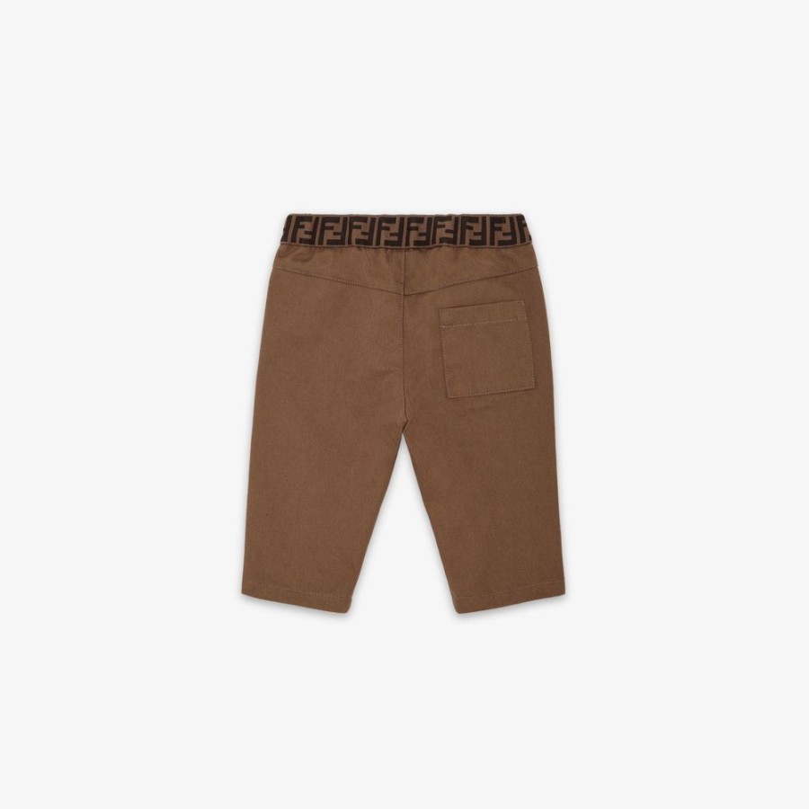 Kids Fendi Baby Junge | Babyhose Aus Gabardine In Braun