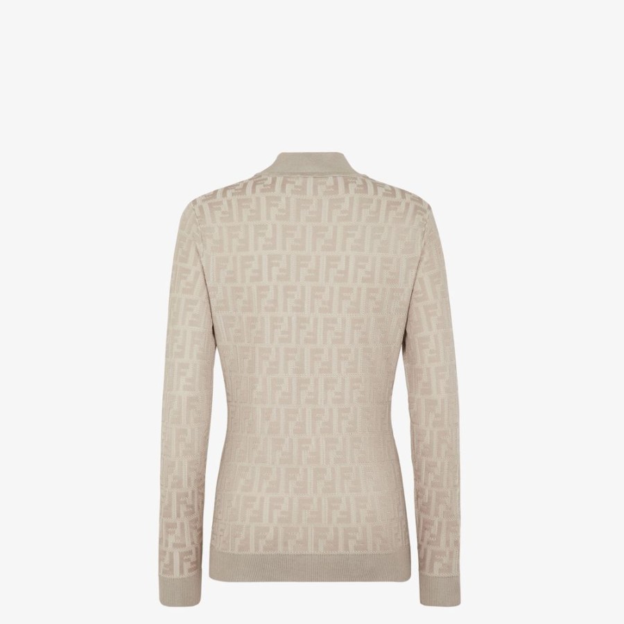 Damen Fendi Strickbekleidung | Pullover Aus Stoff In Taubengrau