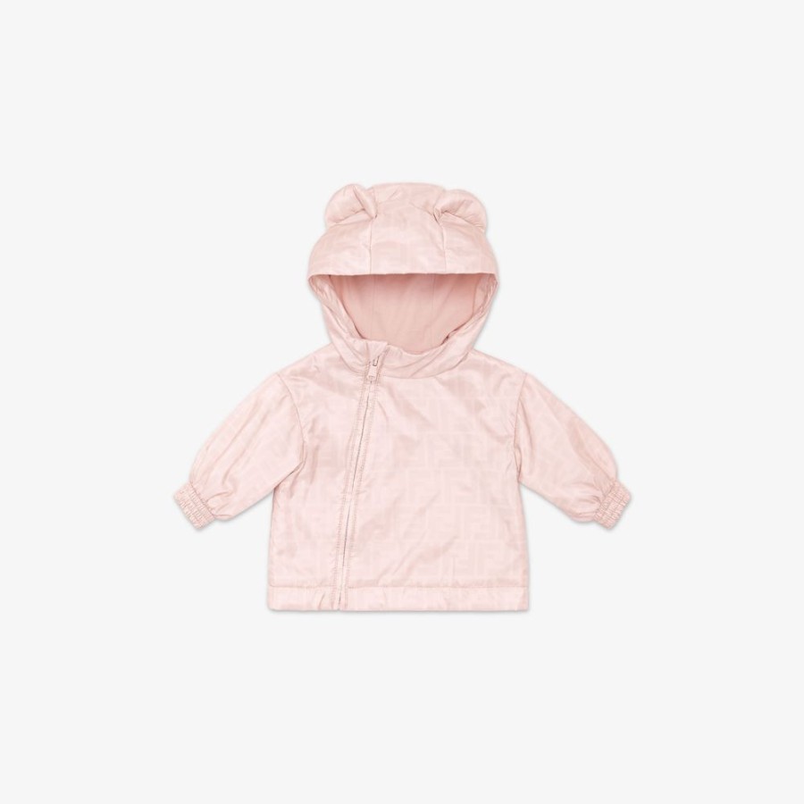 Kids Fendi Baby Junge | Baby-Jacke Aus Ultra-Leichtem Nylon In Rosa