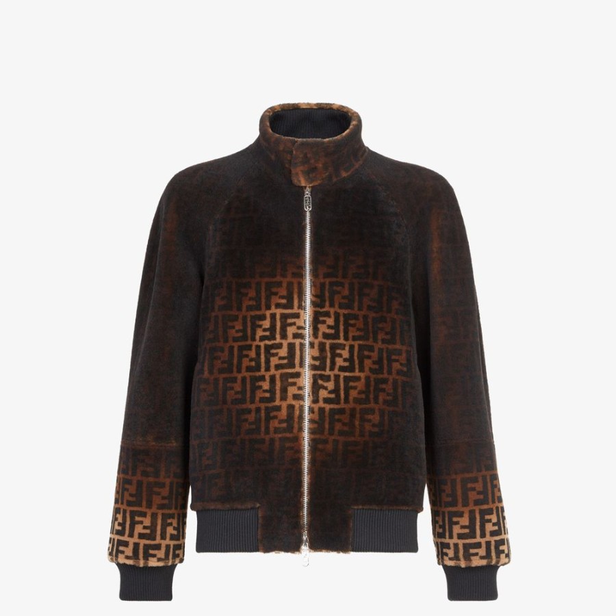 Herren Fendi Mantel Und Oberbekleidung | Jacke Aus Shearling Mit Ff-Detail In Braun