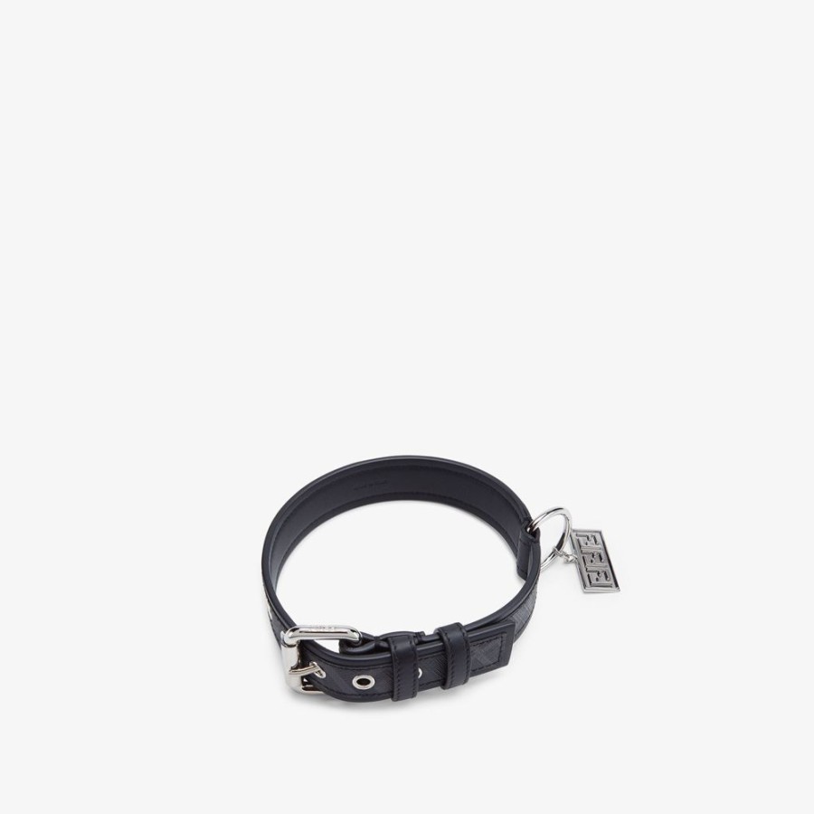 Herren Fendi Haustier-Accessoires | Halsband Aus Stoff In Schwarz