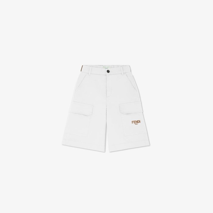 Kids Fendi Ready To Wear | Bermudas Aus Weisem Gabardine