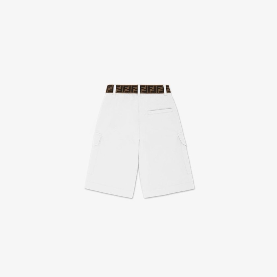 Kids Fendi Ready To Wear | Bermudas Aus Weisem Gabardine